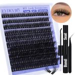 EYDEVRO D Curl Cluster Lashes 240 Pcs 40D Lash Extension Kit Individual Lashes with Lash Bond and Seal and Lash Tweezers Eyelash Extension Kit Individual Clusters Lashes (8-16mm, 0.07D,40D)