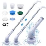 ChiDream Electric Spin Scrubber, Cordless Cleaning Brush with 2 Speeds & Adjustable Extension Arm 8 Replaceable Cleaning Heads, Power Shower Scrubber for Bathroom, Tub, Tile, Floor