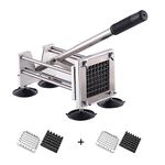 Potato Chipper Cutter, French Fry Cutter Stainless Steel Potato Chip Cutter Includes 3/8",1/2" Blades with 4 Suction Feet for Potato Carrot Cucumbers Vegatable