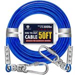 Tie Out Cable for Dogs Up to 300lbs,100ft Extra Strong 1000lbs Break Strength Tie-Out Tether Trolley Training Lead,Dog Run Cable for Yard Garden Park Camping Outside (Reflective Blue, 300lbs 50ft)