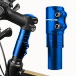 STRAUSS Cycle Handlebar | Cycle Heads Up Stem Riser Adaptor | Cycle Handle Extension | Cycle Accessories | Adjustable Cycle Handle Bar Stem Raiser | Enhanced Control and Stability, (Blue)