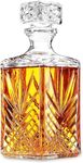 Bormioli 1 Litre Cut Glass Square Glass Decanter Whisky Decanter