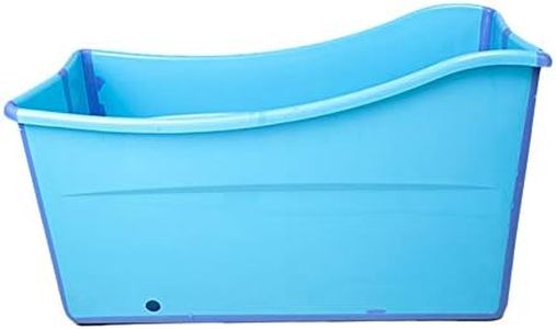 W WEYLAN TEC Large Foldable Bath Tub Bathtub for Toddler Children Twins Petite Adult Blue