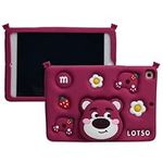 Cartoon Case for iPad Mini 1/2/3/4/5 7.9"，MONEHOYSY Cute Soft Silicone Kickstand [Drop Proof,Shock Proof,Anti Slip] Back Stand Cover Case for Kids Children Teens Girls Boys (for Lotso)