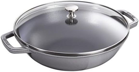 STAUB CAST Iron Wok with Glass LID I 4.5 QT -Grey, Regular (40511-462-0)