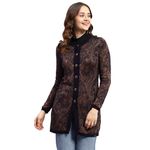 Monte Carlo Womens Wine Self Design Round Neck Full Sleeve Cardigan (1243652RN-1-40)