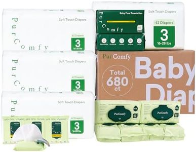 PurComfy Baby Diapers Essential Kit, 4 Pack Size 3 Diapers (168 Ct), 6 Pack (360Ct) Water Wipes and 2 Pack (120Ct) Dry Wipes, All in One Newborn Essentials Kit and Baby Gift for Sensitive Skin