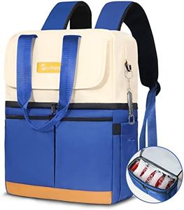 Scothen Cooler Backpack with Double Decker & 12 Ice Packs- Keeps 36 Cans Cold for Up to 24 Hours- Waterproof & Leak Proof Insulated Backpack Cooler - Stylish Cooler Bookbag for Women Travel Work Beach