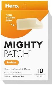 Mighty Patch Surface from Hero Cosmetics - Hydrocolloid Spot Patch for Body, Cheek, Forehead, and Chin, Vegan-friendly and Not Tested on Animals (10 Count)