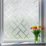 ELORAA Glass Film for Privacy Frosted Brick for Window Covering Static Cling Non-Adhesive, Heat Control UV Blocking for Home, Office & Bathroom (Brick | 24 Inch X 120 Inch)