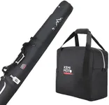KEMIMOTO Ski Bag and Boot Bag Combo, Snowboard Bag Padded Ski Bags for Air Travel, Snow Ski Bags Fit Skis Up to 190cm, Ski Double Bag Combo, White