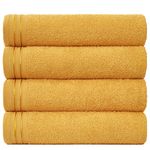 GC GAVENO CAVAILIA Large Towels Bath Sheet - Highly Absorbent Egyptian Cotton Towel Set - 4 Pack Extra Soft Large Bath Towel Ochre - Quick Dry Bath Sheets - 450 GSM Washable Towels, 75X135 Cm