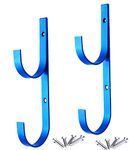 2 Pcs Set Pool Pole Hangers Heavy Duty Blue Aluminium Holder with Screws Perfect Hooks for Swimming Pool Telescopic Poles Skimmers Nets Brushes Vacuum Hose Garden Equipment Outdoor Supplies