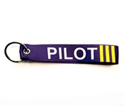 Pilot18 Pilot III Wings Blue Premium Nylon-Satin Keychain Gift for Pilots with Hook and Ring