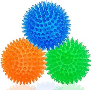 Dog Balls Squeaky Small Dog Toys Puppy Toys Dog Chew Toy for Small medium Dogs Interactive Durable Bouncy Spike Toys Chewing Soft Stab Cleaning Teeth Rubber dog Ball Puzzle Pet Teething (Small 3 pack)