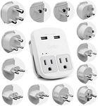 International Plug Adapter Kit, Ceptics World Safest Grounded 13 Adaptor Set Dual USB Ports - Travel Anywhere - Business Use - Perfect for Laptops, Cell Phones, Chargers - Surge Protection