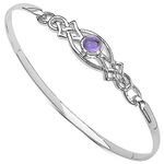 Ladies Rennie Mackintosh Style Sterling Silver 925 Amethyst Set Celtic Clip Bangle, Christmas, Mother's Day, Anniversary