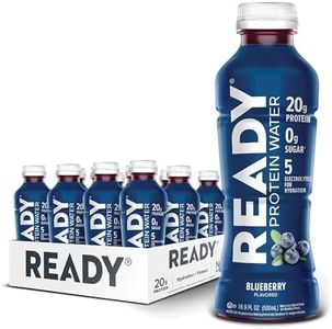 Ready® Protein Water – 20g Whey Protein Isolate, Zero Sugar, Low-Calorie Sports Drink for Hydration & Recovery – Electrolytes, Essential Amino Acids – Blueberry, 16.9 fl oz Bottles (12-Pack)