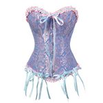 Grebrafan Plus Size Overbust Corset Classic Bustier Bodyshaper Top (UK(8-10) M, Blue)