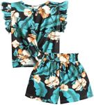 Arshiner Cute Toddler Girl Outfits Kids Summer Clothes Twist Front Flutter Sleeve Tops Shorts Set with Pockets