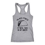 Crazy Dog Tshirts Womens Tank Fitness Taco in My Mouth Tanktop Funny Shirt Funny Racerback Tank Cinco De Mayo Tank Top for Women Funny Fitness Tank Top Novelty Tank Tops for Light Grey M