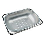 Alark Colander Stainless Steel Strainer Basket with Handle Kitchen Food Drainer for Pasta Spaghetti Wash Rice Drain Veggies Fruits and Micro-Perforated Mesh Noodle Salad (S.S. Plate Colander)