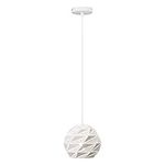 Navaris Geometric Pendant Light - Ceiling Lighting Fixture with Metal Shade for Kitchen Island, Bar, Bedroom Bedside Hanging Lamp, Office - White