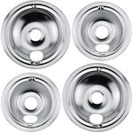 WB31T10010 WB31T10011 Chrome Range Drip Pans by Blutoget- Electric Stove Drip Pans Fit for GE Hotpoint Ken-more Electric Range with Locking Slot-Includes 2 6-Inch&2 8-Inch -4 Pack(Chrome Plated Steel)