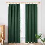 Deconovo Pencil Pleat Blackout Curtains, Thermal Insulated Curtains for Living Room 55W x 96L Inch Dark Green