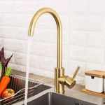 B Backline Brass Kitchen Sink Mixer Tap | Faucet for Kitchen Sink | Single Lever Sink Hot & Cold Water Mixer | 360° Rotatable Swivel High Arc Kitchen Water Tap (Gold)