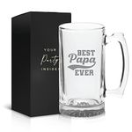 Best Papa Ever Beer Glass Dad Mug - 16oz Beer Mug, Dad Birthday Gifts, Funny Dad Gifts Ideas, Fathers Day Beer Mug, Papa Glass, Papa Beer Mug, Beer Mugs for Dad, Papa Beer Glass- Gift for Dad