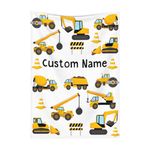 Personalized Baby Blanket for Boy Girl Construction Custom Baby Blanket with Name for Newborn Toddler Kids Unique Gift for New Mom Baby Shower Birthday Christmas Soft Swaddle Receiving Blanket Nursery