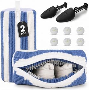 Shoe Washing Bag – 2Pcs Reusable Shoe Laundry Bags for Sneakers, 360° Deep Cleaning, Secure Lock Sneaker Washing Machine Bag with 6 Deodorizer Balls & Shoe Trees (white)