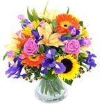 Clare Florist Fantastic Summer Memories Fresh Flower Bouquet Beautiful Fresh Lilies, Roses and Sunflowers Hand Arranged by Florists