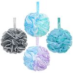 Aquior Bath Sponge Shower Loofahs Balls 60g/PCS Extra Large Mesh Pouf Easy Foaming Body Scrubber Exfoliator for Big Full Lather Cleanse(4 Pack)