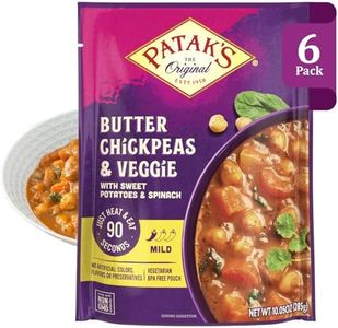 Patak’s Butter Chickpeas & Veggies - Vegetarian Ready to Eat Meal - Mild Indian Curry w/Chickpeas, Spinach & Veggies - Microwave Meal for Quick Dinners - Serve with Rice or Naan - 10.5oz (Pack of 6)