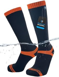 DexShell Waterproof Extreme Cold Weather Merino Wool Terry Loop Inner 3-Layer Laminated Breathable Socks Hytherm Pro, Blaze Orange Mid Calf, Unisex Medium