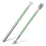 Jestilo Stainless Steel Cuticle Pusher and UV Gel Nail Polish Remover [Pack of 2] Cuticle Remover & Trimmer | Nail Art Tools Scraper and Cleaner (Green)