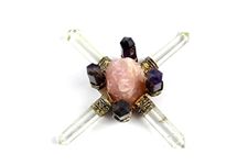 Jet Environment Energy Generator Natural Rose Amethyst Crystal Quartz Point Pyramid Generator Booklet Jet International Crystal Therapy Protection Peace Power Progress Prosperity