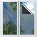 LUTE Window Films for Privacy, One Way Window Tint, Sun Blocking Heat Control Anti UV Door Window Coverings, Privacy Reflective Mirror Film, Removable Adhesive Sticker, Black 17.5" X 78.7"