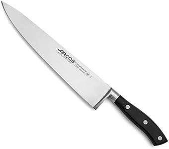 ARCOS Forged Chef Knife 10 Inch Stainless Steel. Sharp Professional Cooking Knife for Cutting Meat. Ergonomic Polyoxymethylene Handle and 250mm Blade. Series Riviera. Color Black