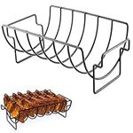 KUNANG BBQ Rib Racks for Smoking,Turkey Roasting Rack Roast Rack Dual Purpose fit for Smoker,Oven and Grill