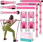 Pilates Bar Kit with Resistance Bands, Pilates Workout Equipment for Legs, Hip, Waist, Arm, Squats Exercise Equipment for Home Workouts, Adjustable 3-Section Pilates Bar Kit for Women & Men