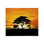 CafePress Wild Animals On African Savannah Sunset Throw Blan Super Soft Fleece Plush Throw Blanket, 60"x50"