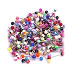 20 X Tongue Bars Surgical Steel Barbell Rings Mixed Ball Body Piercing Jewellery (15, Stainless Steel)