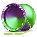 Yoyo Professional Unresponsive Yoyo V10 - Pro Metal Yoyo for Kids Beginner and Advanced, Finger Spin Yo-yo Tricks with 12 Yoyo Strings + Yo Yo Storage Bag + Glove (Purple Green Gradient)