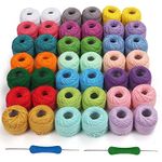 Kurtzy Cotton Yarn for Crochet (42 Pack) - Colourful 10g Crochet Yarn Balls - Crochet Wool Yarn for Knitting - 2520m/2755 Yards of Thread/Amigurumi Yarn