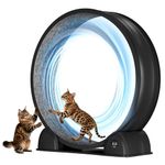 Iriisy Cat Exercise Wheel with Pedometer, 44" Large Cat Running Treadmill with Carpeted Runway for Indoor Cats Up to 30 lbs, Small Animal Health & Fitness (No Electronics) (Black-Gray Carpet)