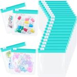 24 Pieces Pill Pouch Bags Zippered Pill Pouch Set Reusable Translucent Medicine Organizer Self Sealing Medicine Bag Travel Plastic Pill Bags with Slide Lock Pill Baggies for Pills Storage (Turquoise)