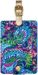Lilly Pulitzer Leatherette Luggage Tag with Secure Strap, Colorful Suitcase Identifier for Travel, Take Me to The Sea
